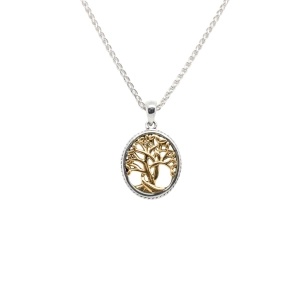 10k Yellow and White Gold Celtic Tree of Life Pendant Petite