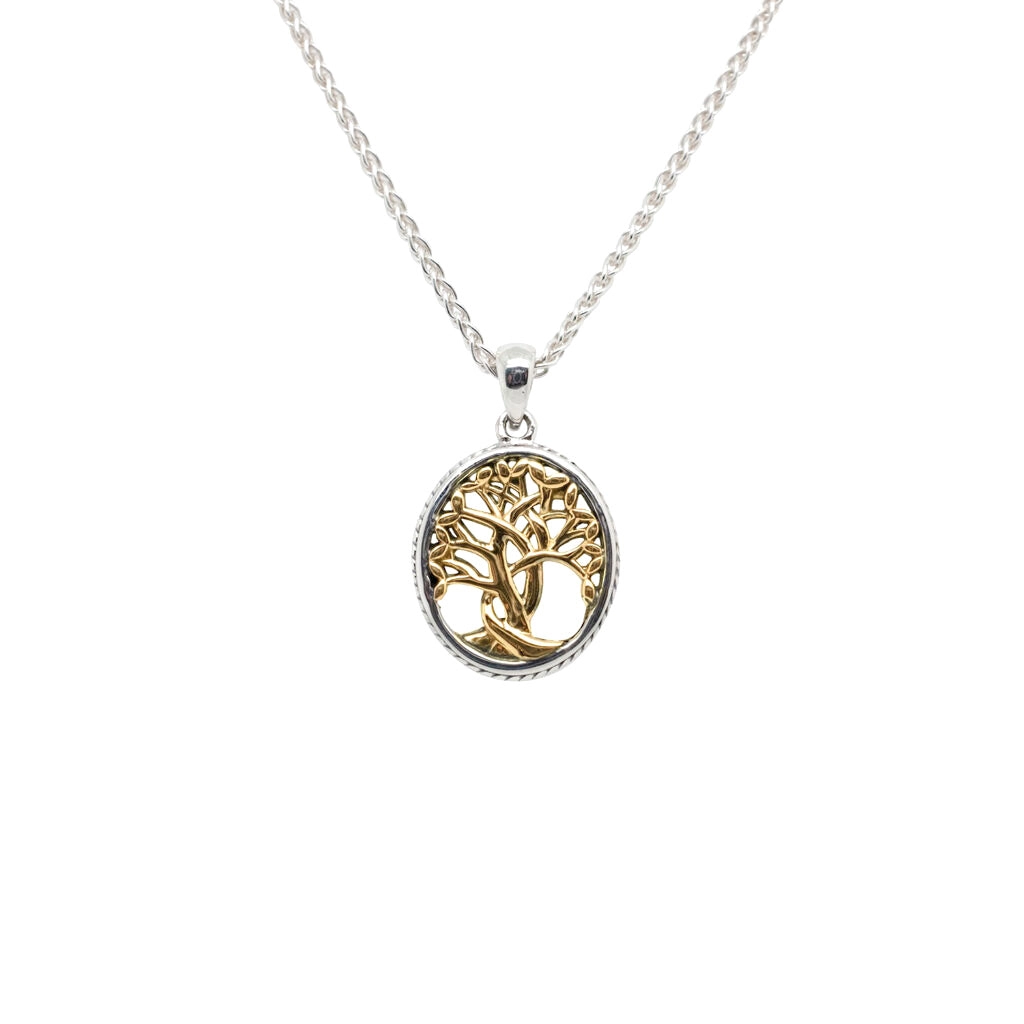 10k Yellow and White Gold Celtic Tree of Life Pendant Petite