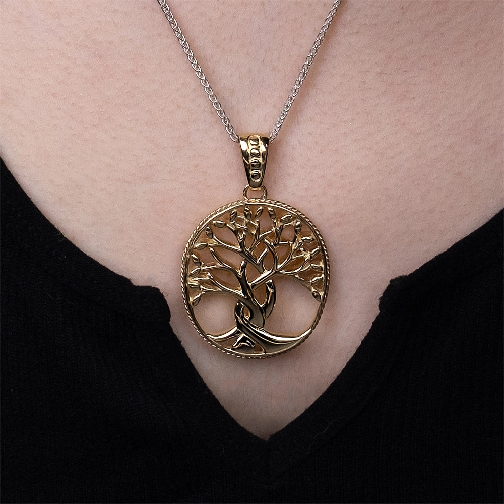 10k Yellow Gold Celtic Tree of Life Pendant Large