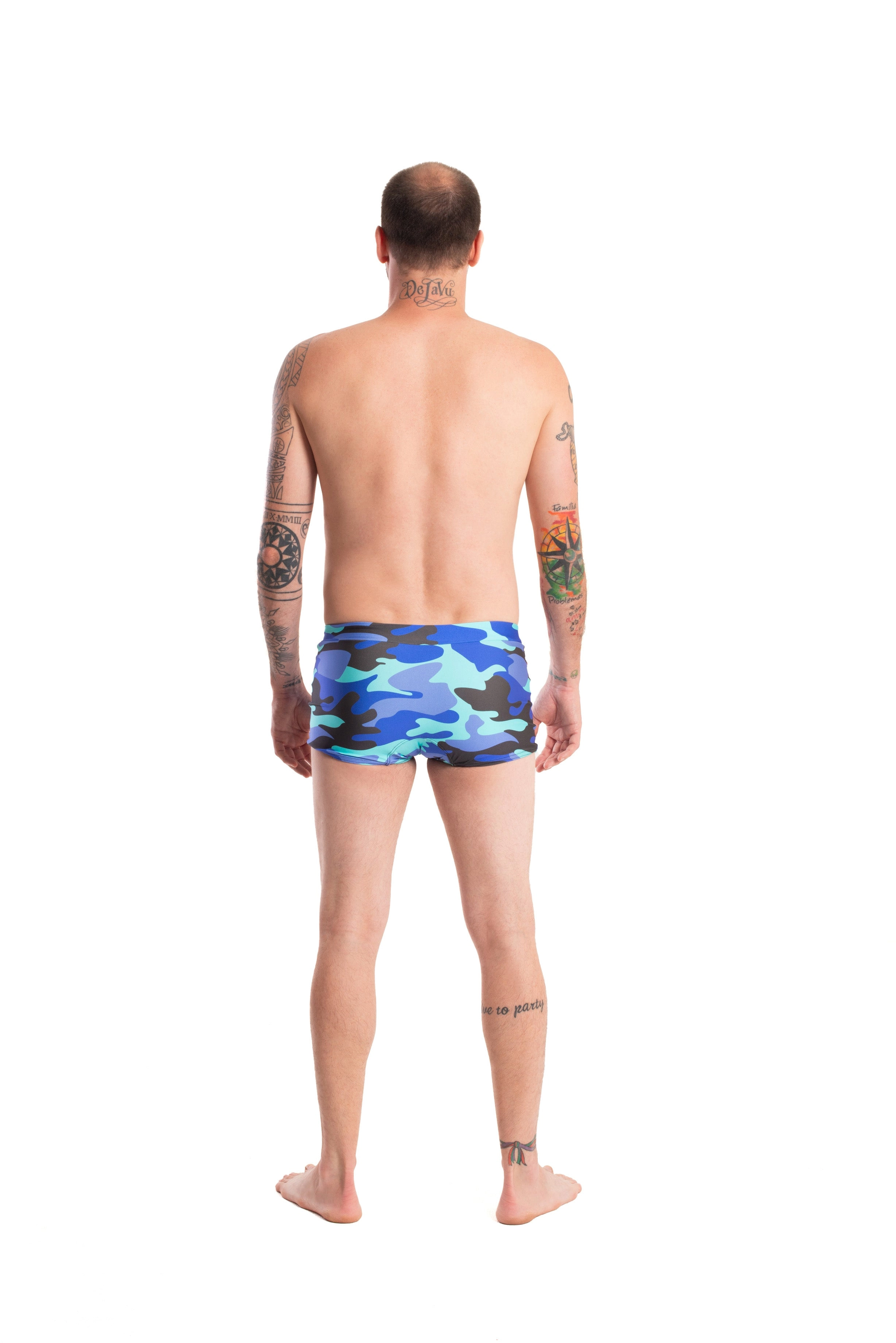 Brazilian Style Trunks, Camouflage Blue, Cool Form Light