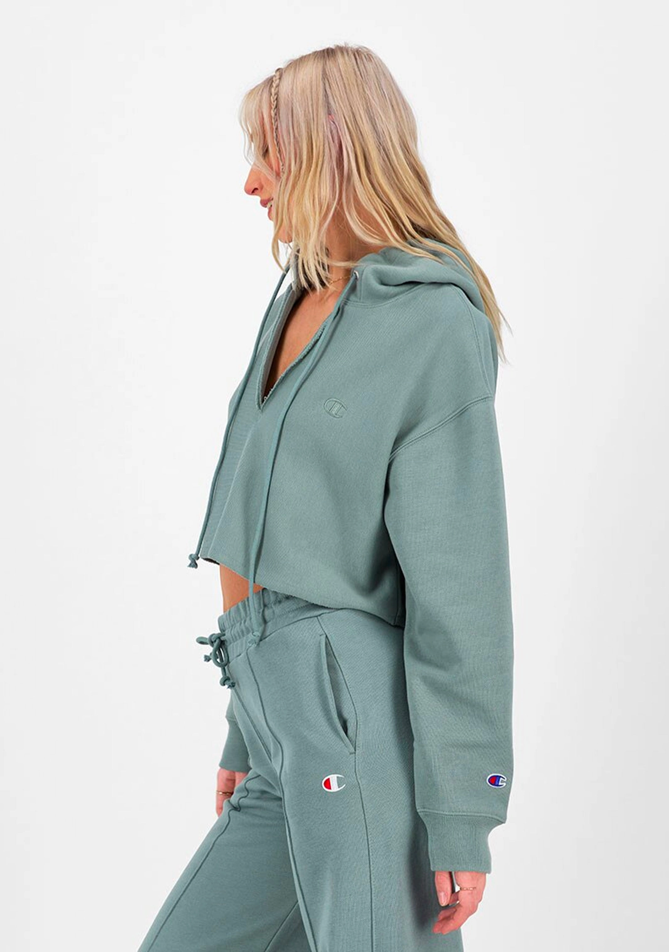 Champion Women's Reverse Weave Split Collar Crop Hoodie