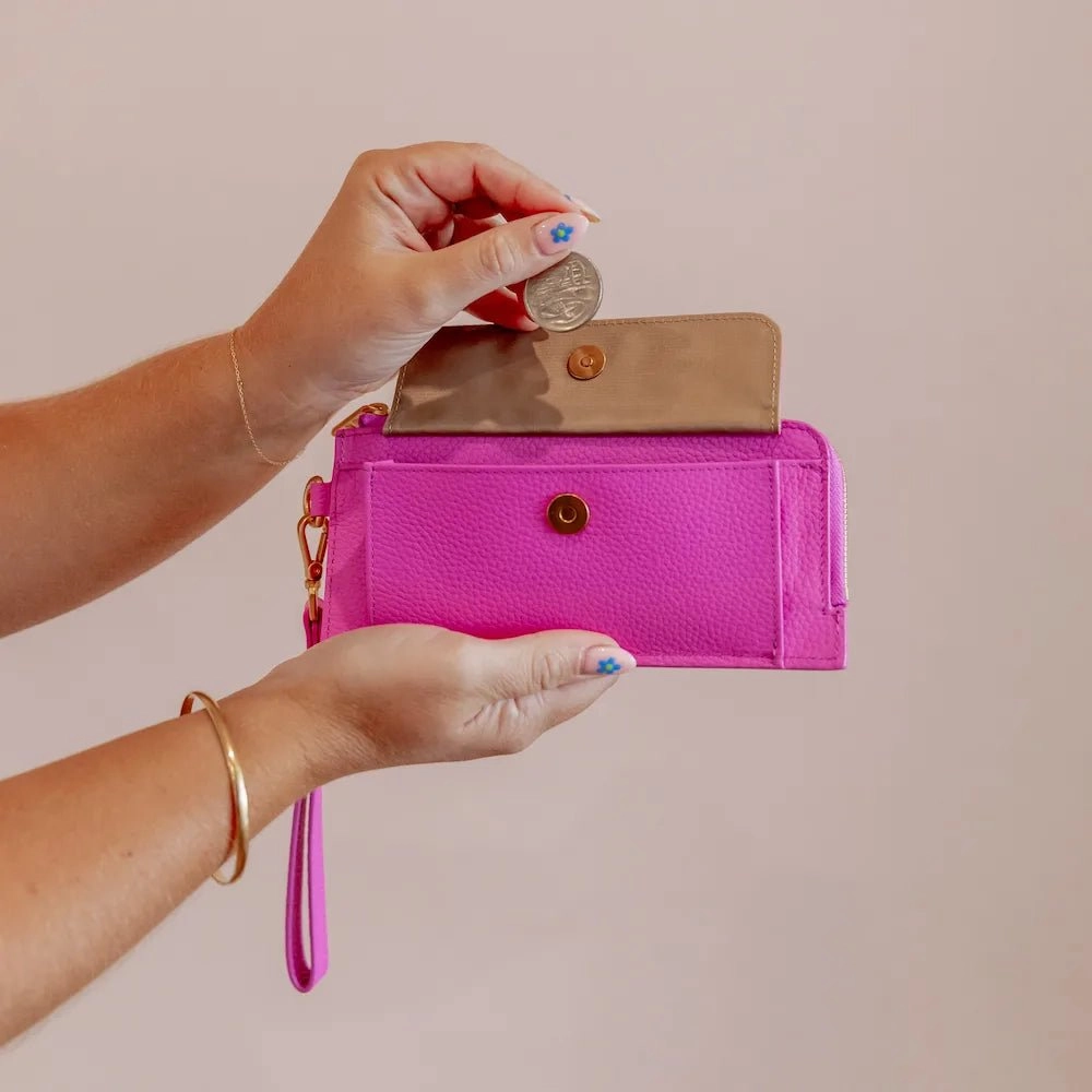 Everyday Leather Slimline Wallet -- Fuchsia