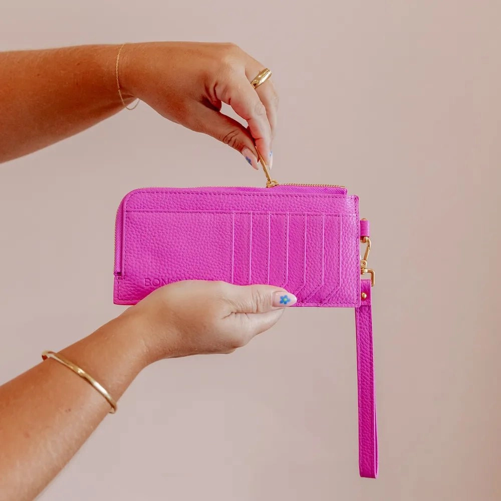Everyday Leather Slimline Wallet -- Fuchsia