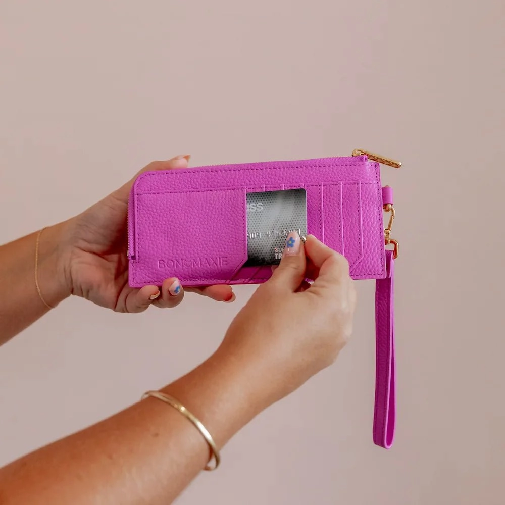 Everyday Leather Slimline Wallet -- Fuchsia