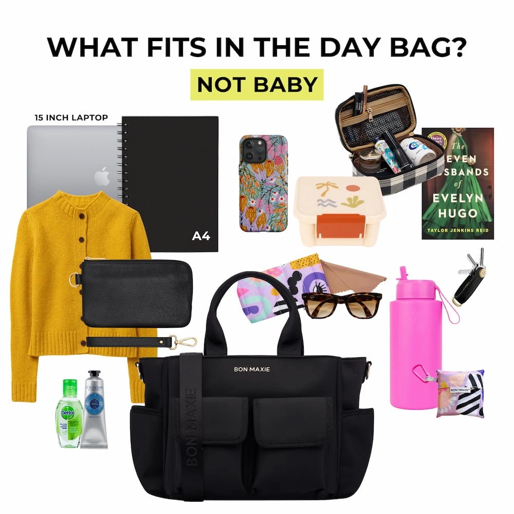 Everyday Multi-Pocket Tote Bag -- Black Nylon