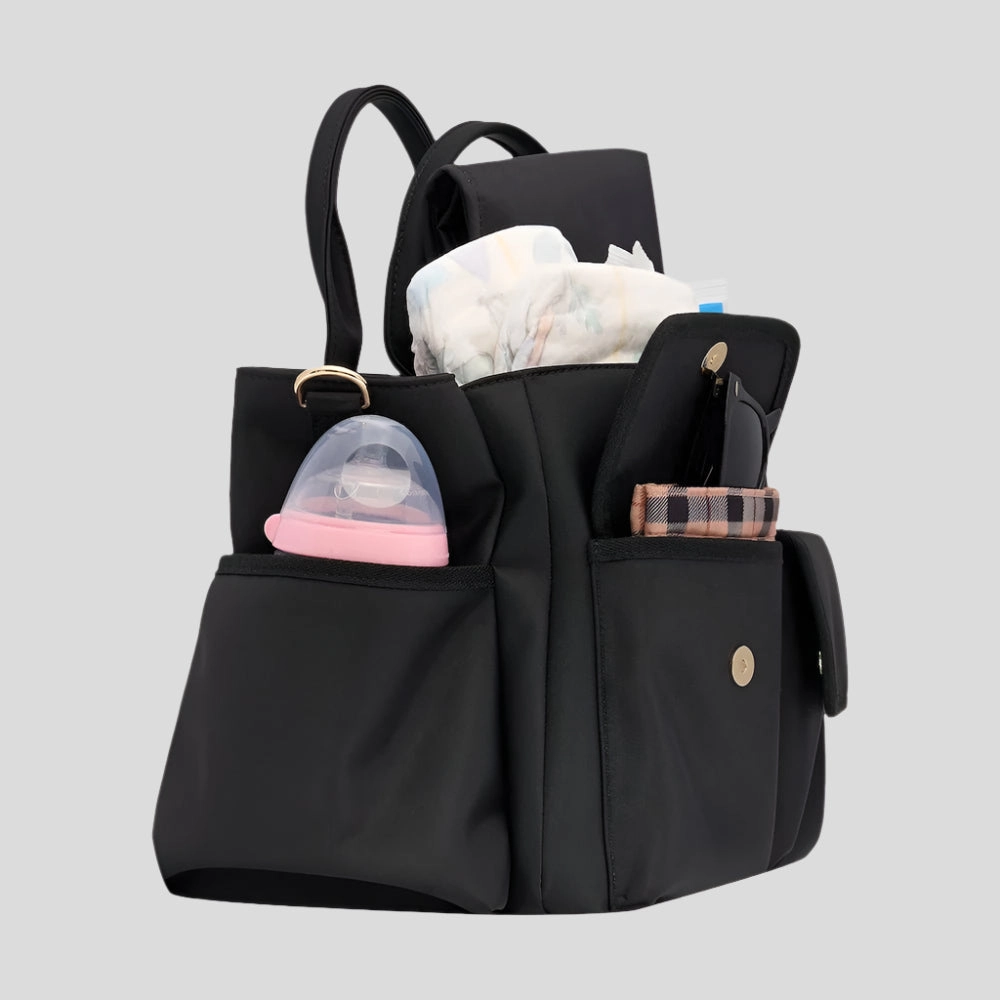 Everyday Multi-Pocket Tote Bag -- Black Nylon