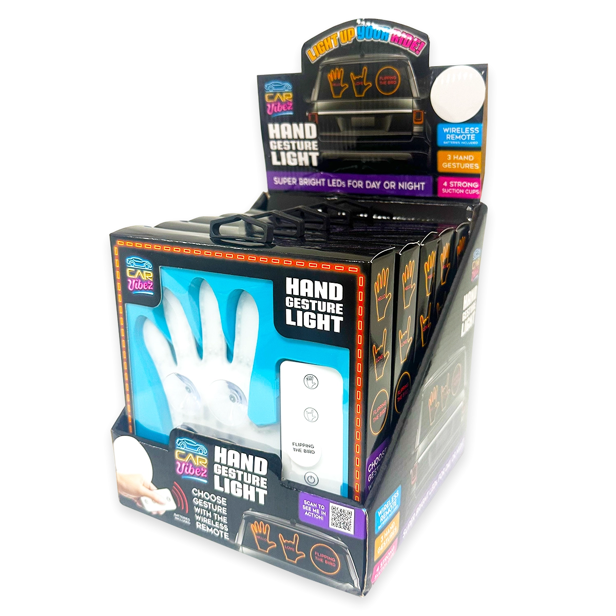 Hand Gesture Lighted Suction Cup Mount Sign with Remote - 6 Pieces Per Retail Ready Display 24454