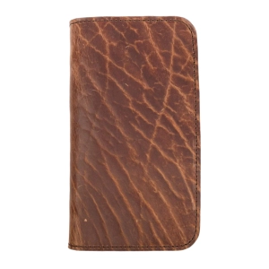 HAPPY EXTRA, iPhone 14 Pro Max Wallet Folio Case, Shrunken Bison in Tobacco