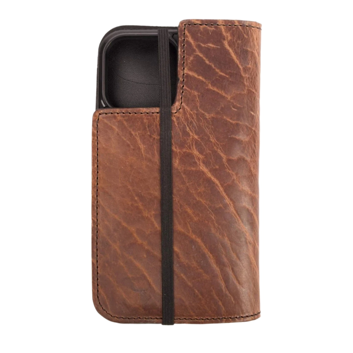 HAPPY EXTRA, iPhone 14 Pro Max Wallet Folio Case, Shrunken Bison in Tobacco