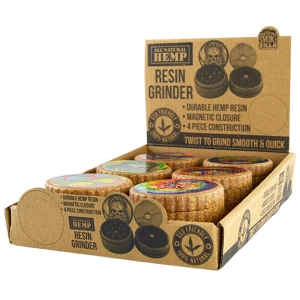 Hemp Resin 4 Piece Grinder with Magnetic Closure - 6 Pieces Per Retail Ready Display 22061