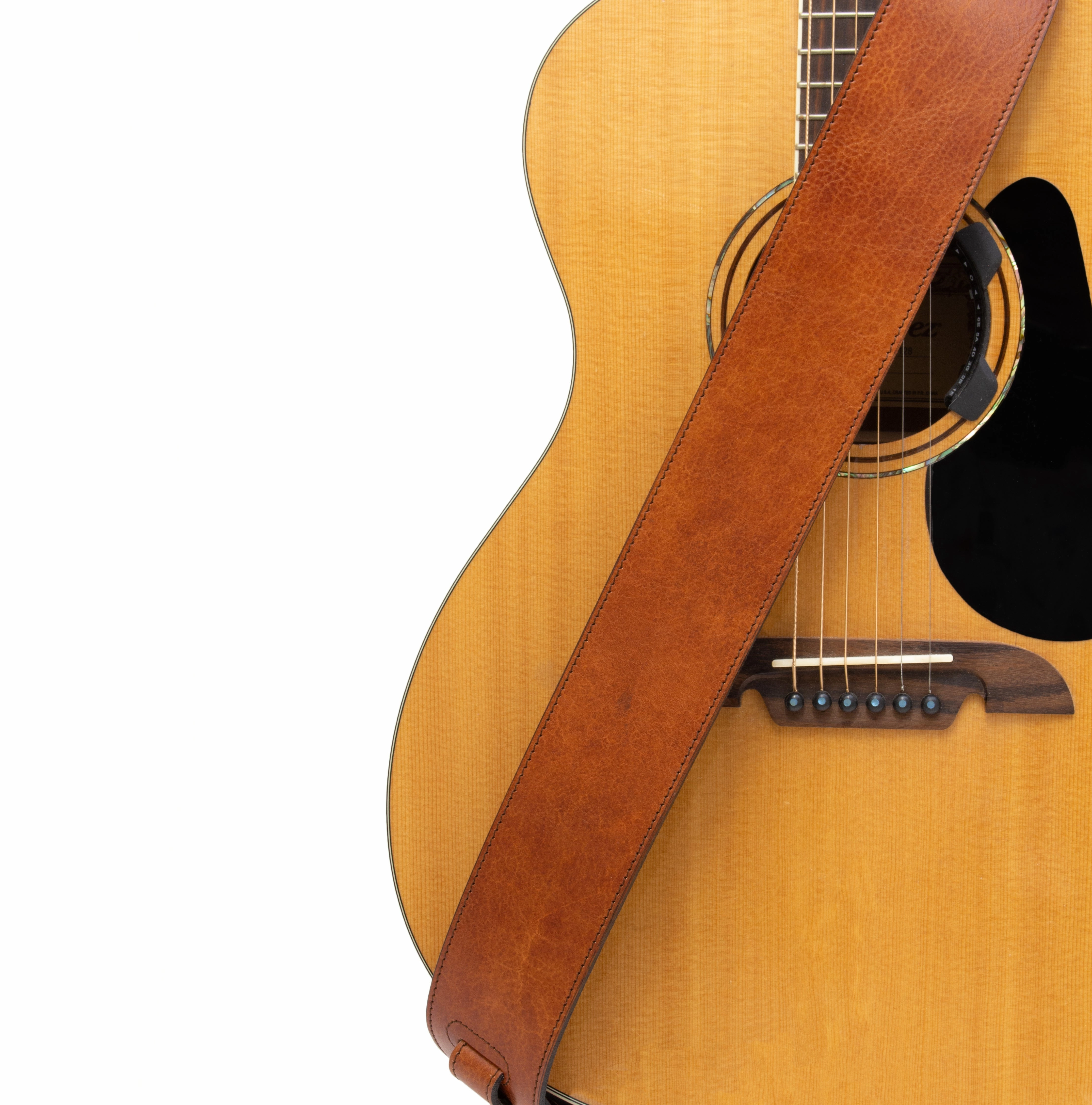 La Grange - Brown Lightweight Hand Stained Full Grain Leather Guitar Strap