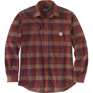 Men's Loose Fit Heavyweight Flannel Long-Sleeve Plaid Shirt