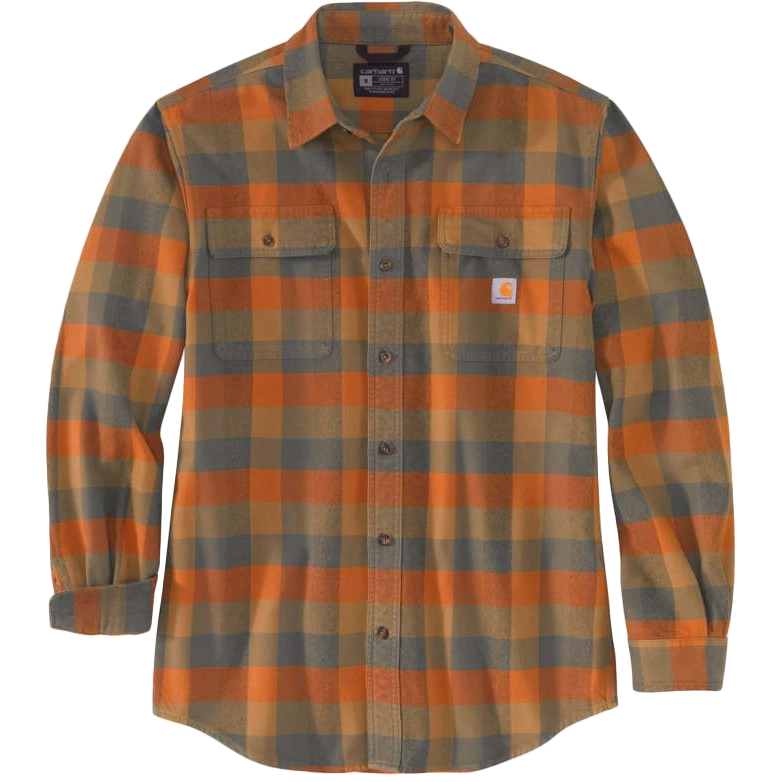 Men's Loose Fit Heavyweight Flannel Long-Sleeve Plaid Shirt