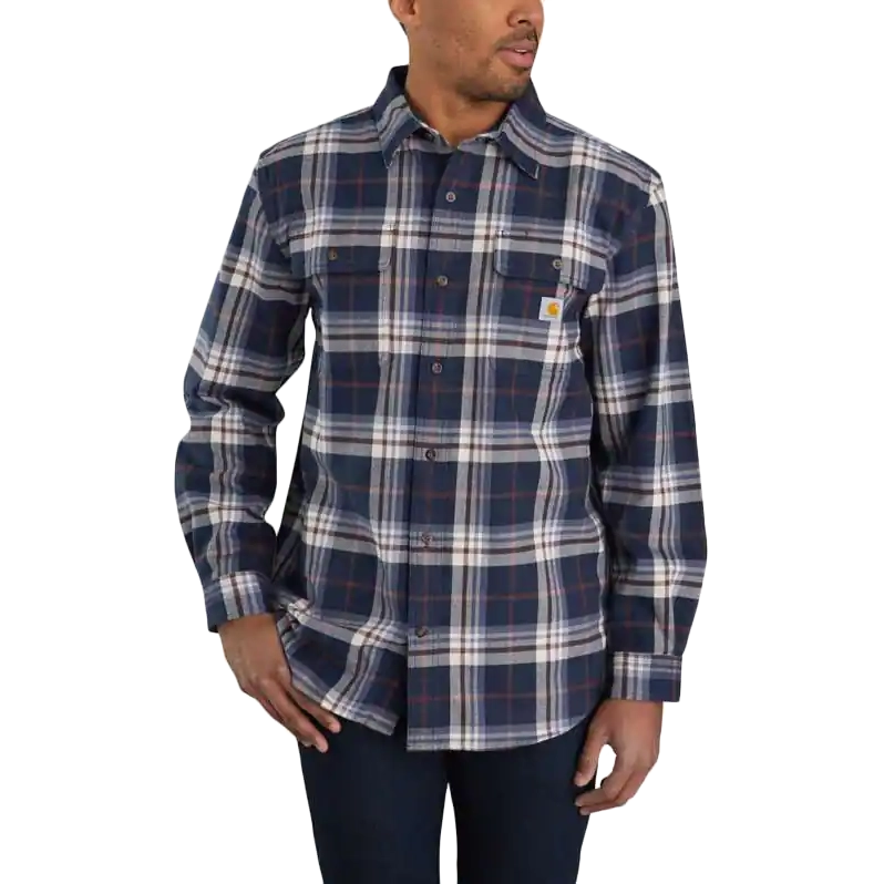 Men's Loose Fit Heavyweight Flannel Long-Sleeve Plaid Shirt