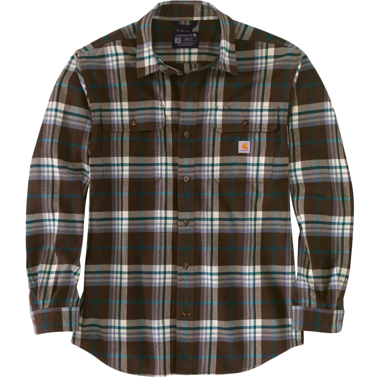 Men's Loose Fit Heavyweight Flannel Long-Sleeve Plaid Shirt