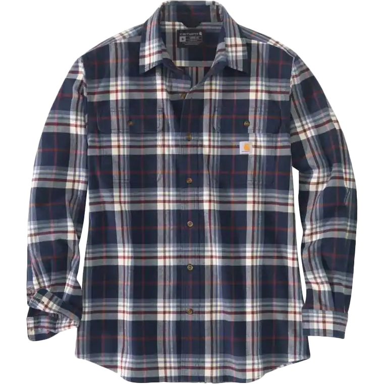 Men's Loose Fit Heavyweight Flannel Long-Sleeve Plaid Shirt