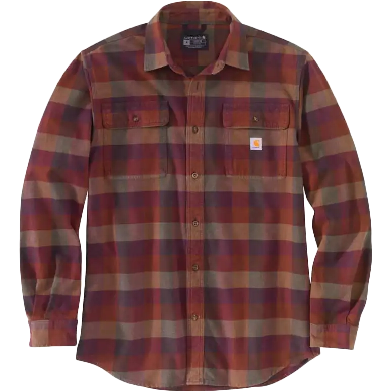 Men's Loose Fit Heavyweight Flannel Long-Sleeve Plaid Shirt