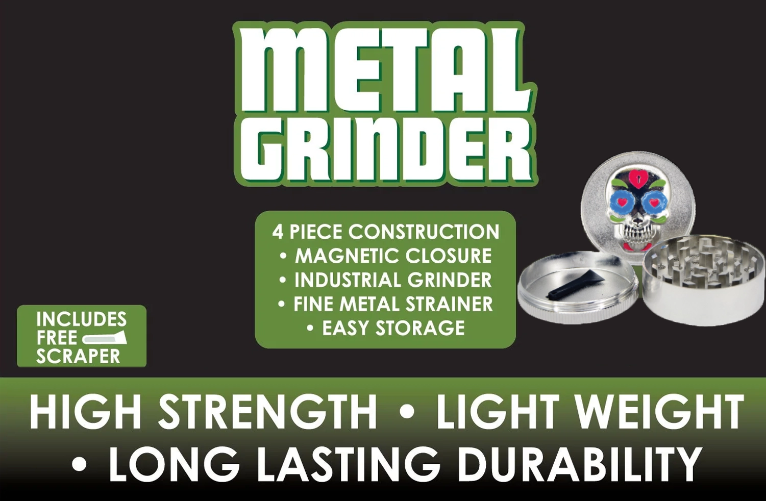 Metal 4 Piece Full Print Grinder - 6 Pieces Per Retail Ready Display 25016