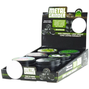 Metal 4 Piece Grinder with Printed Top - 6 Pieces Per Retail Ready Display 30015