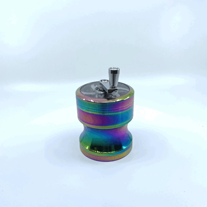 Metal 4 Piece Rainbow Grinder with Crank - 6 Pieces Per Retail Ready Display 22703