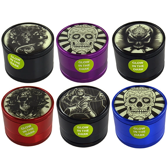 Metal Glow in The Dark 4 Piece Grinder 63Mm - 6 Pieces Per Retail Ready Display 22063