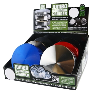 Metal Jumbo 4 Piece Grinder 98Mm - 6 Pieces Per Retail Ready Display 22714