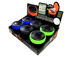 Metal Lined Butt Bucket Ashtray with LED Light - 6 Per Retail Ready Display 22594