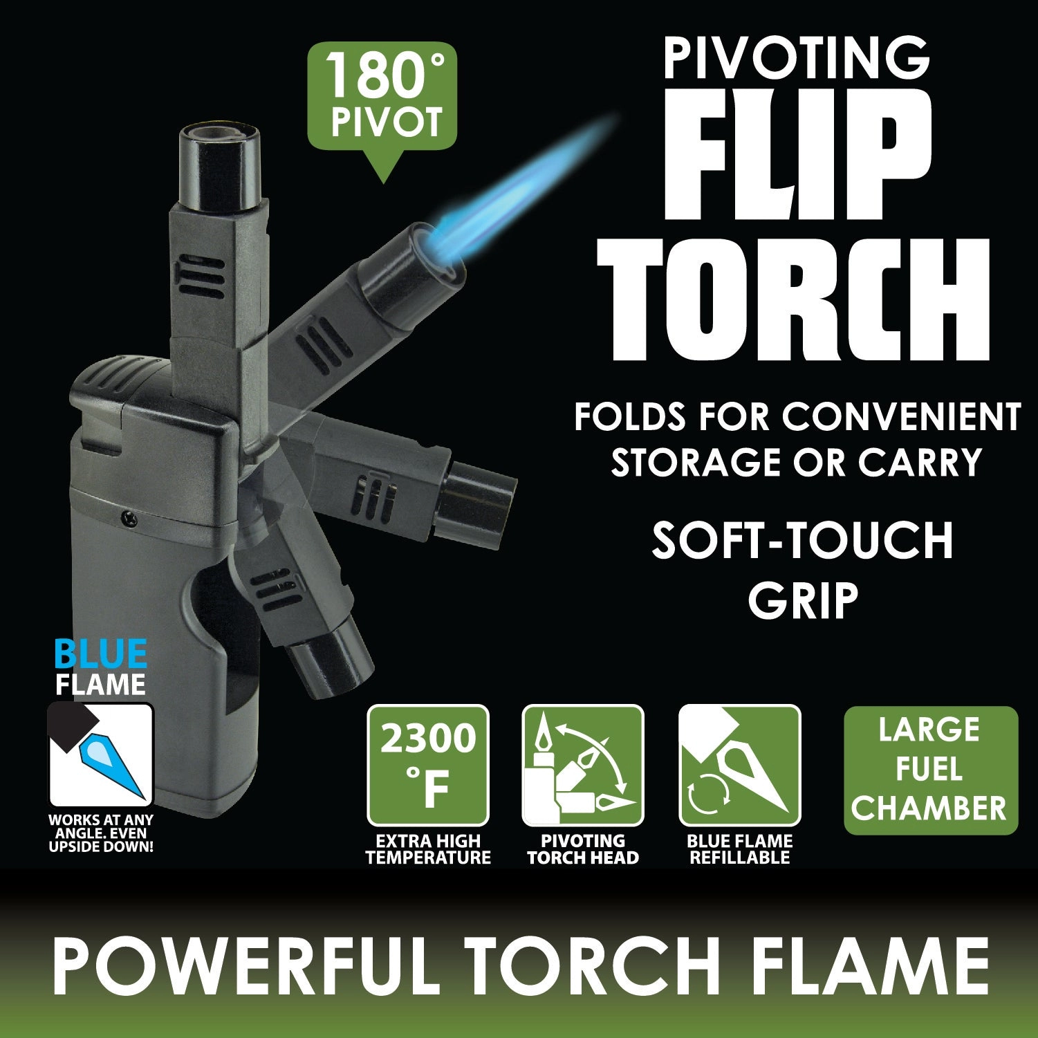 Pivot Head Flip Torch Lighter - 12 Pieces Per Retail Ready Display 25927