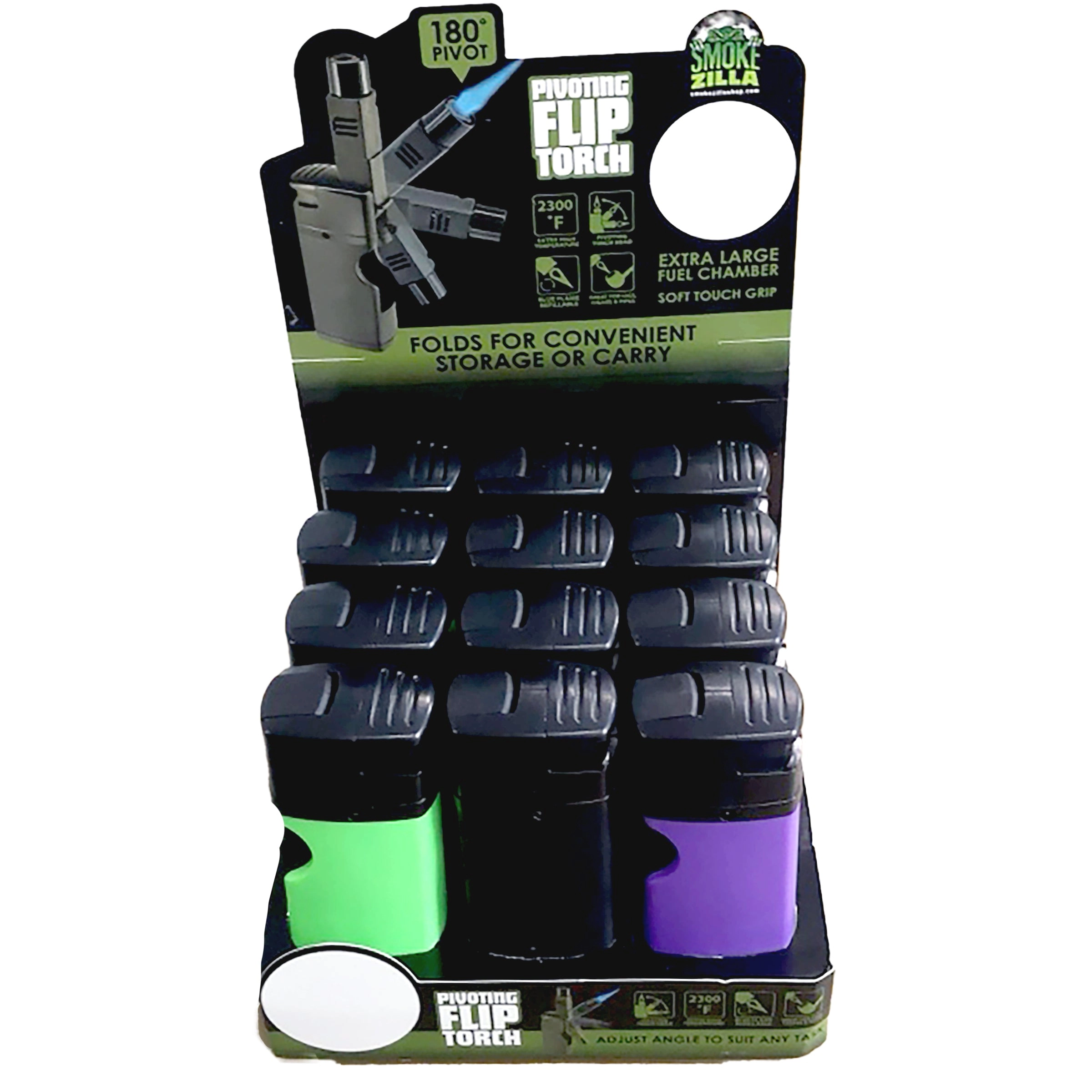 Pivot Head Flip Torch Lighter - 12 Pieces Per Retail Ready Display 25927