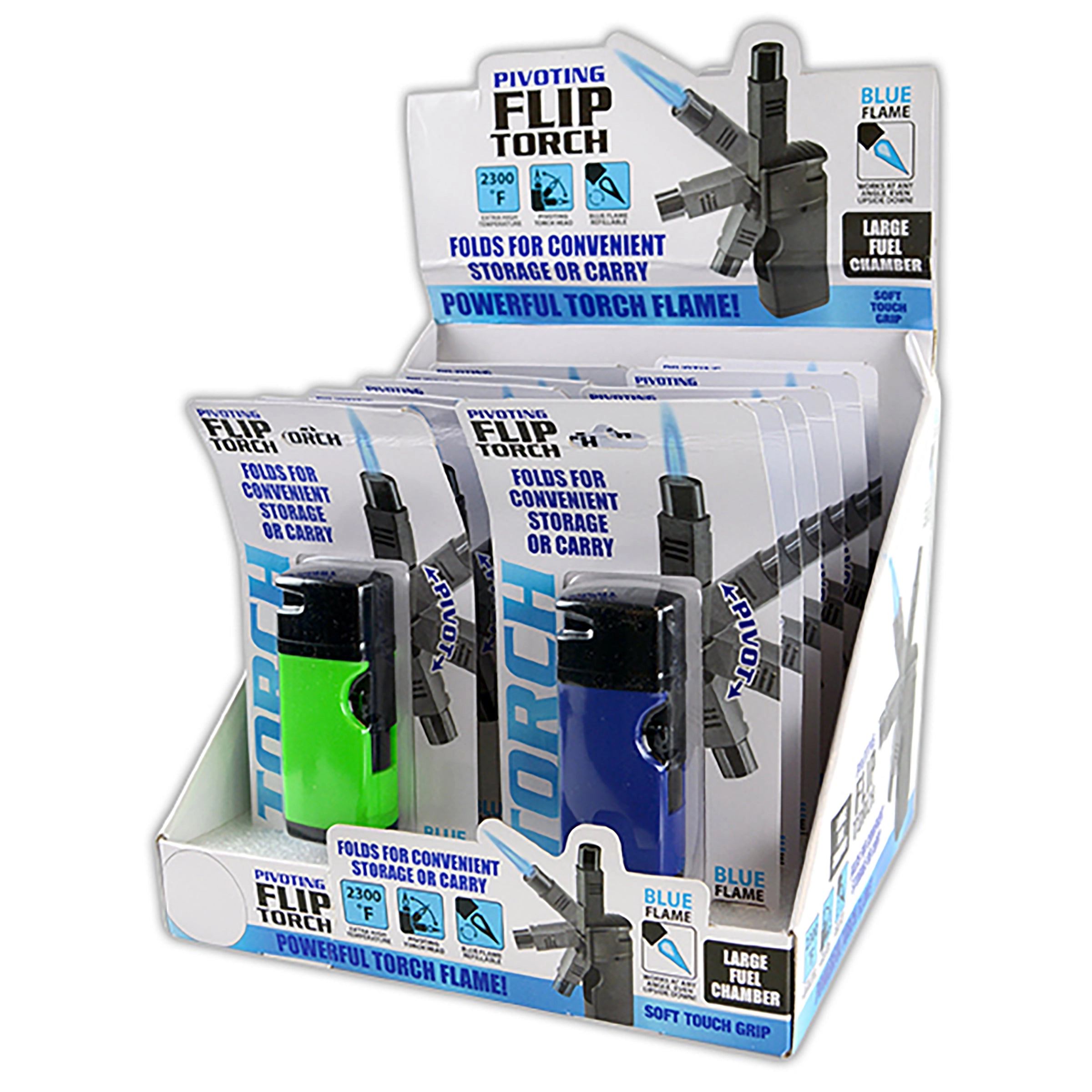 Pivot Head Flip Torch Lighter Blister Pack - 12 Pieces Per Retail Ready Display 25927Mn