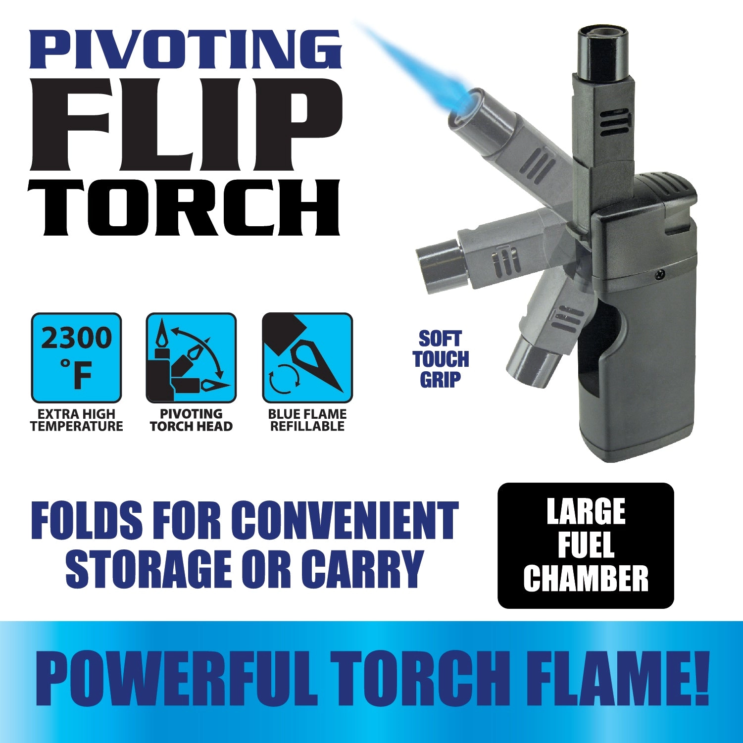 Pivot Head Flip Torch Lighter Blister Pack - 12 Pieces Per Retail Ready Display 25927Mn
