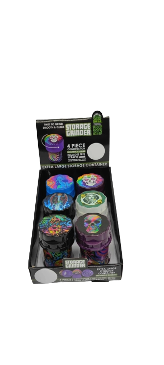 Plastic 4 Piece Grinder with Storage- 6 Pieces Per Retail Ready Display 22576