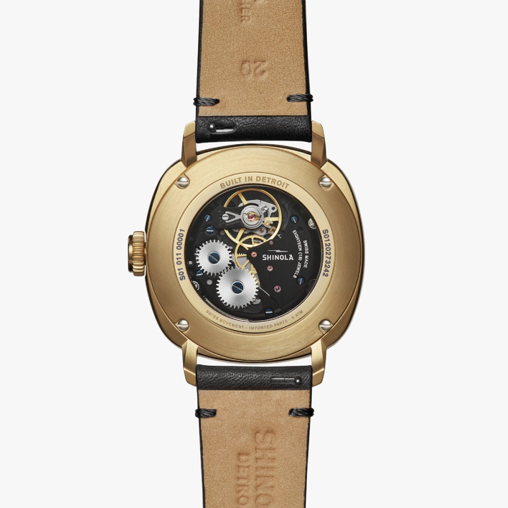 Shinola The Mechanic Manual Wind Watch - Black Dial and Leather Strap