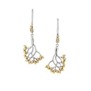 Silver And 18k Gold Tree of Life Hook Earrings - Large