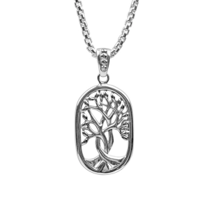 Silver Tree of Life Open Dogtag Pendant - Large