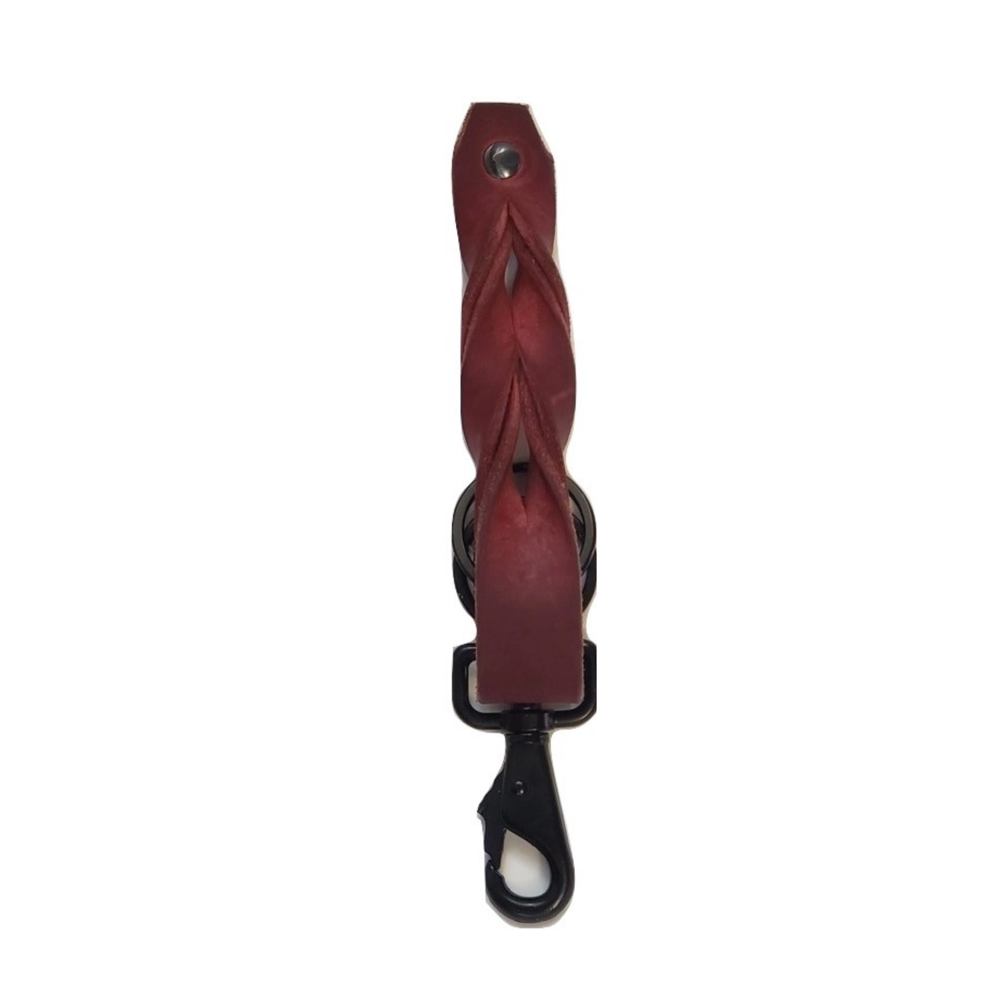 Smoke Grey Full Grain Braided Leather Keychain - Made in Canada