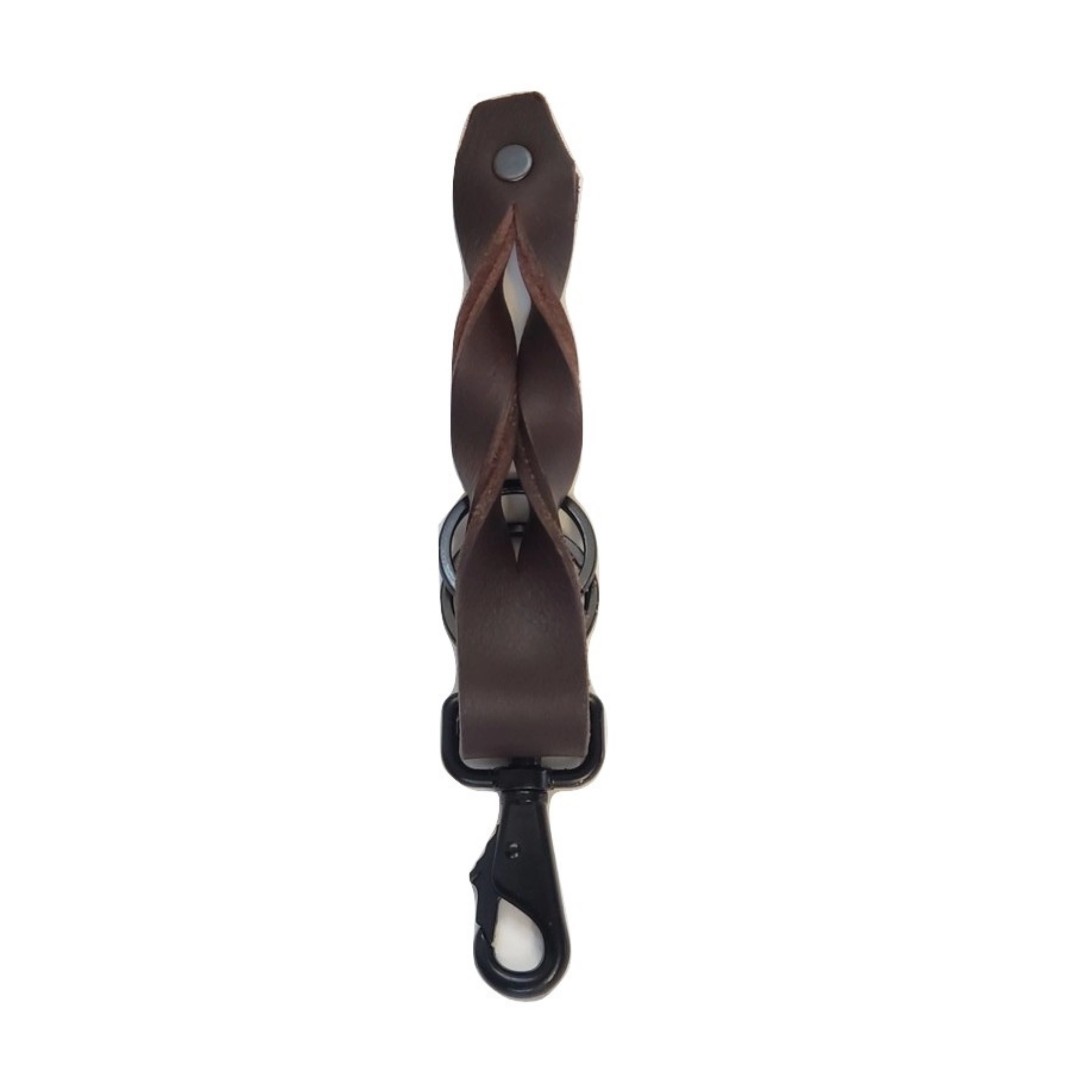 Smoke Grey Full Grain Braided Leather Keychain - Made in Canada