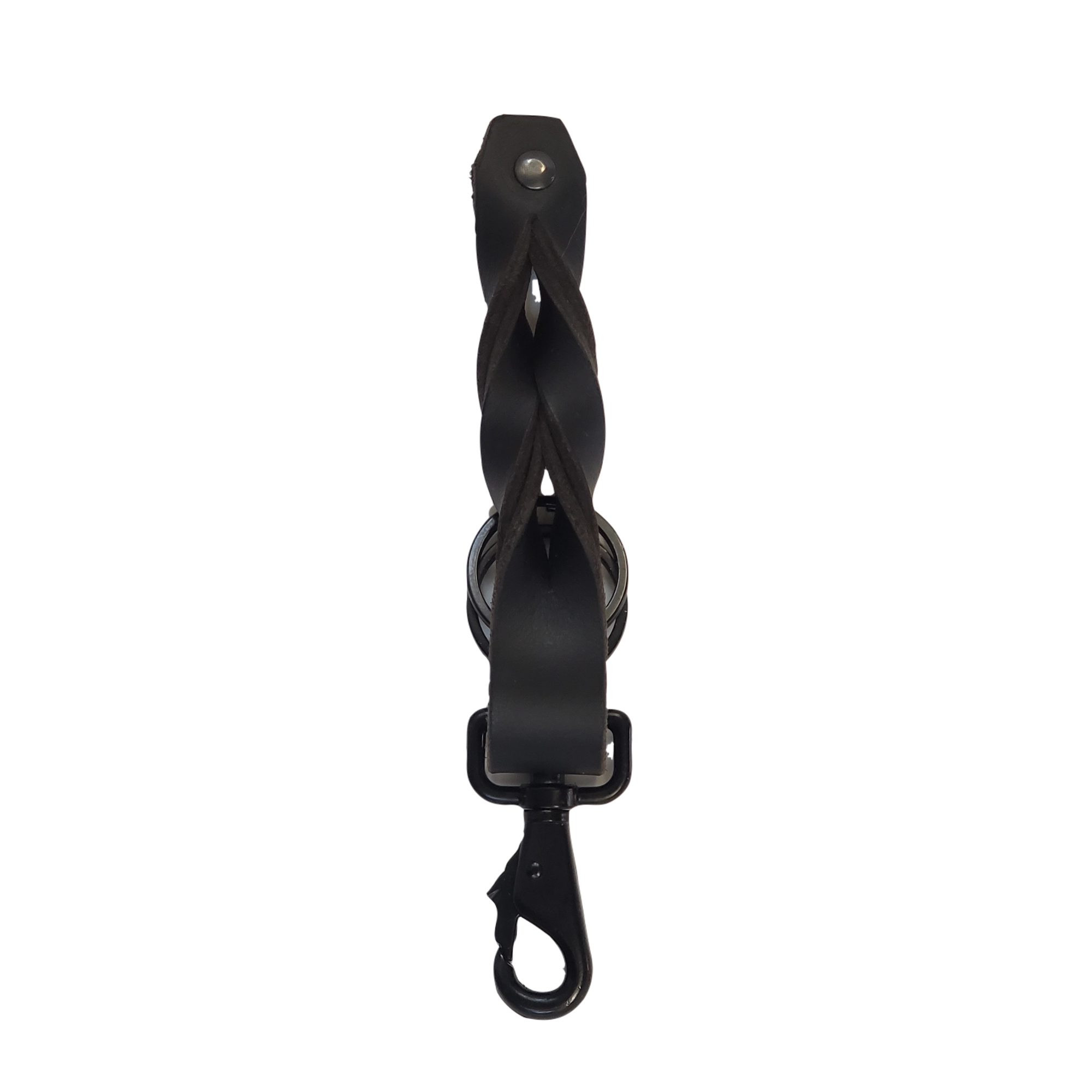 Smoke Grey Full Grain Braided Leather Keychain - Made in Canada