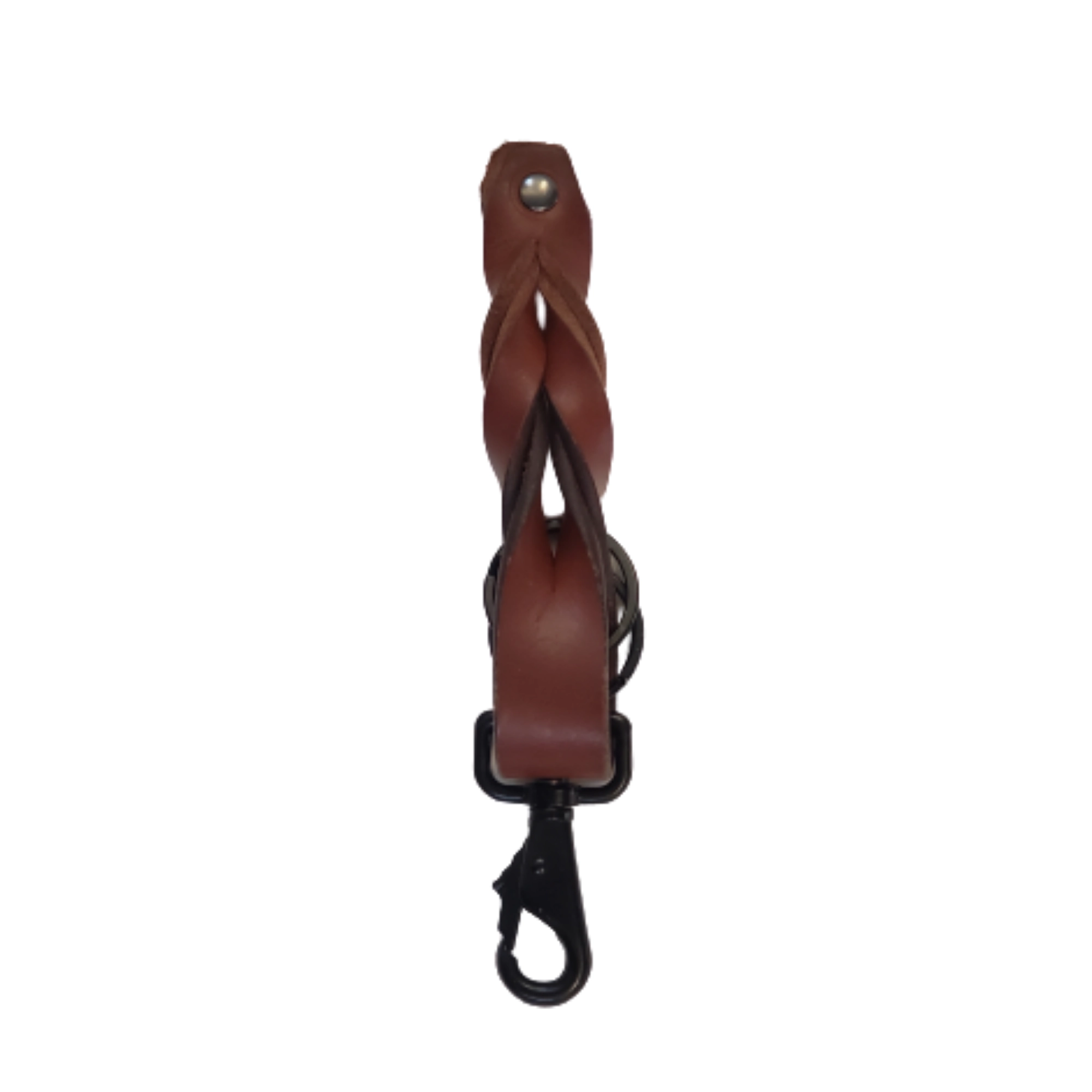 Smoke Grey Full Grain Braided Leather Keychain - Made in Canada