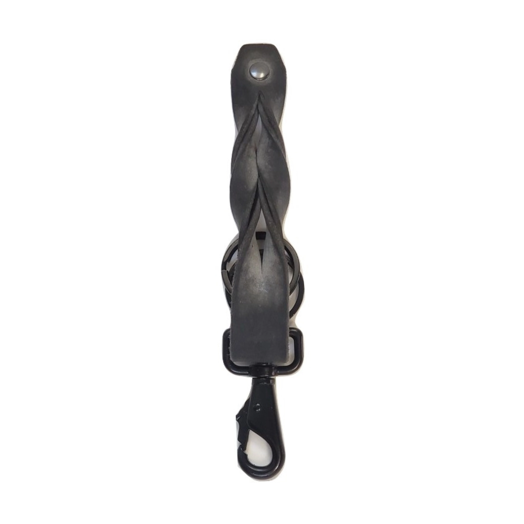 Smoke Grey Full Grain Braided Leather Keychain - Made in Canada