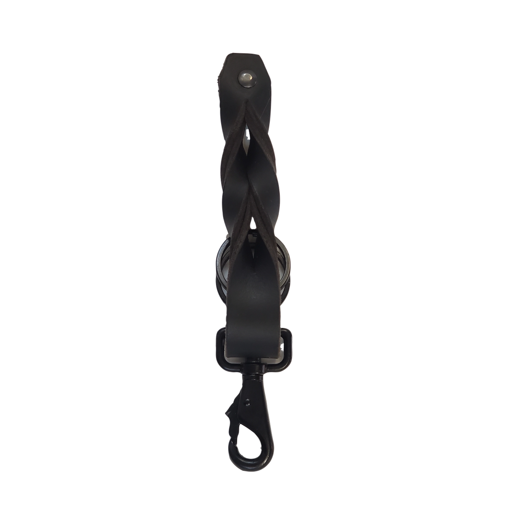Smoke Grey Full Grain Braided Leather Keychain - Made in Canada