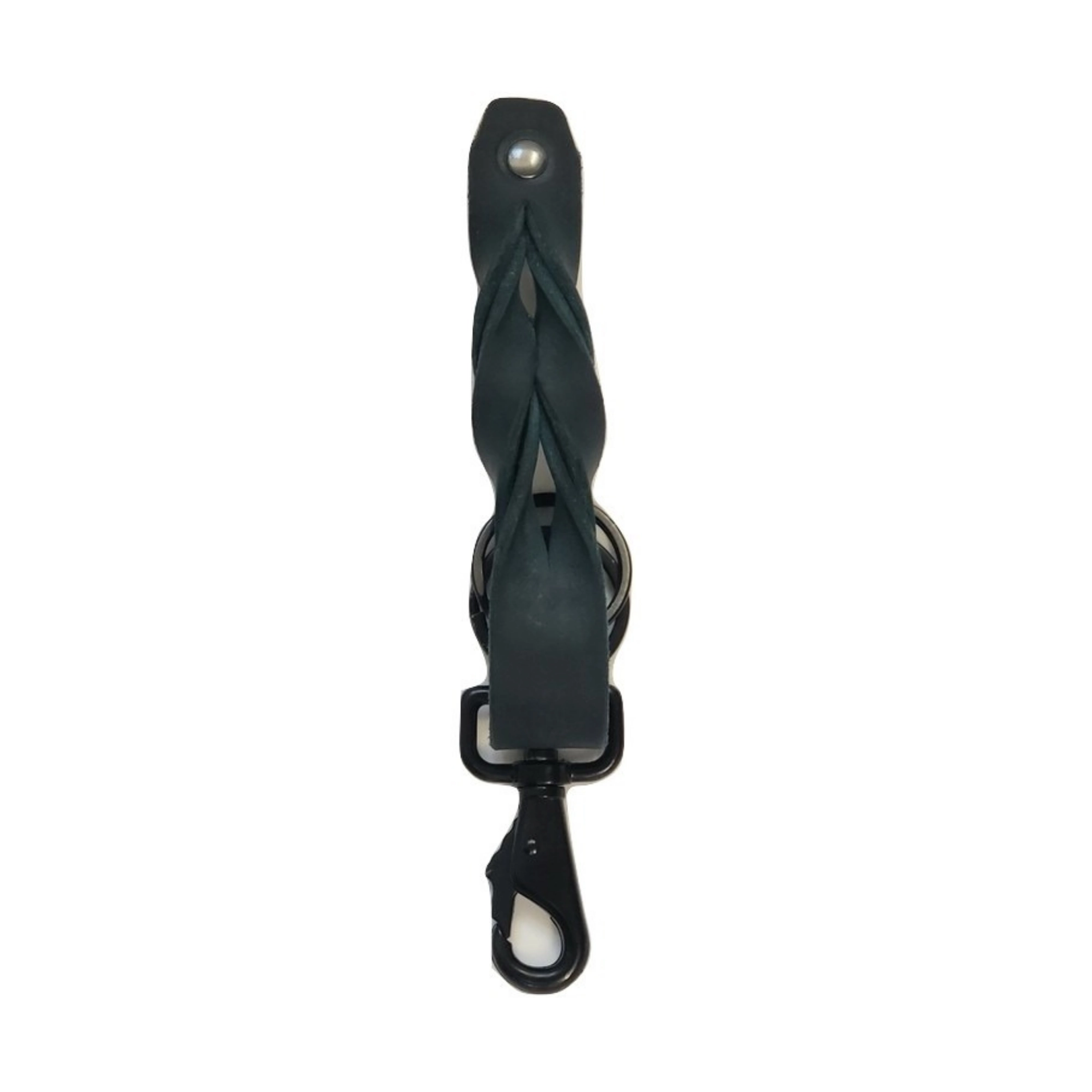 Smoke Grey Full Grain Braided Leather Keychain - Made in Canada