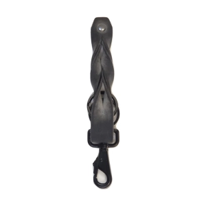 Smoke Grey Full Grain Braided Leather Keychain - Made in Canada