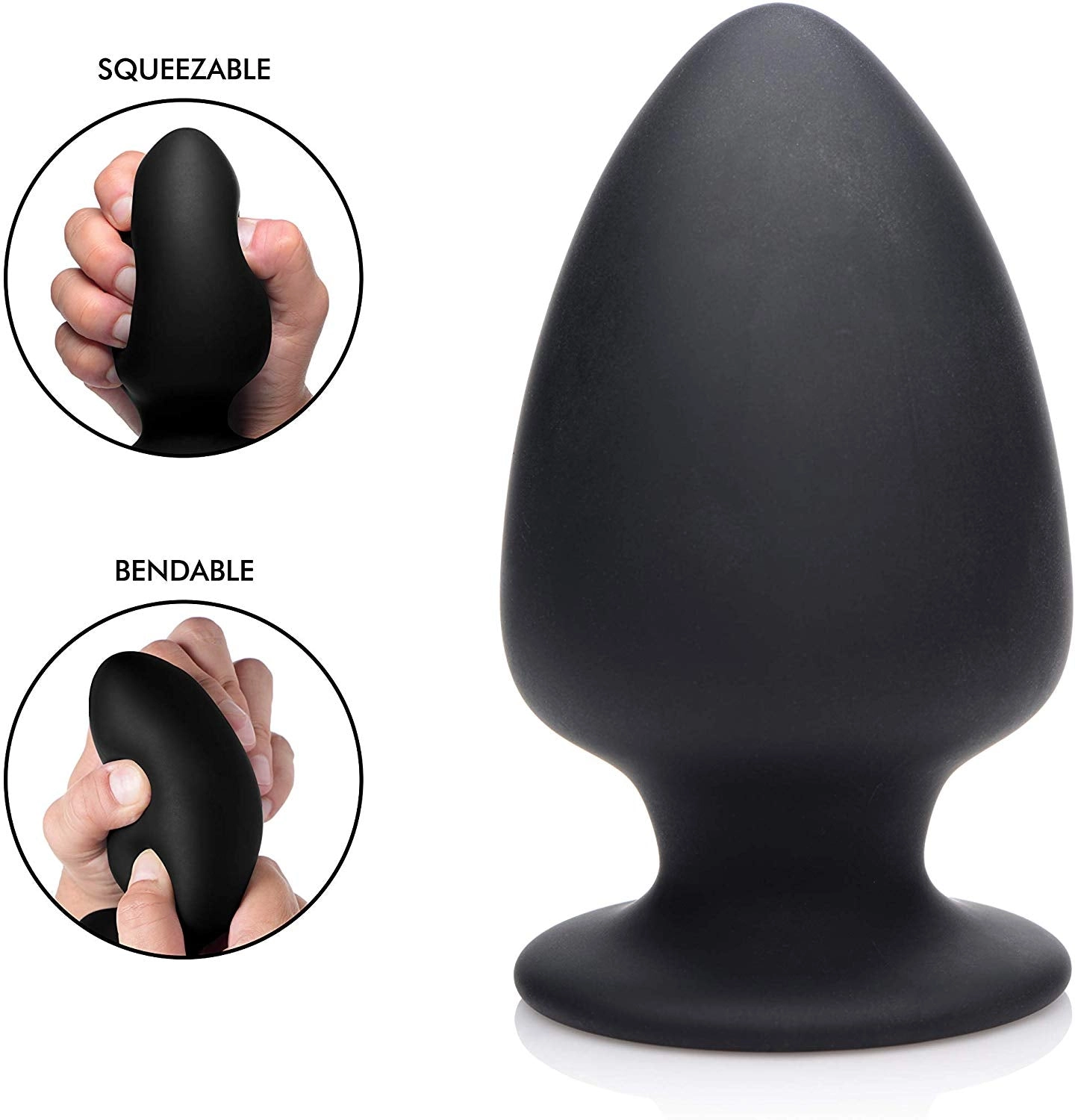 Squeezable Large Anal Plug - Black
