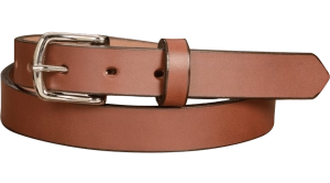 The Colt: Medium Brown Non Stitched Leather Belt Petite Width 1.00"