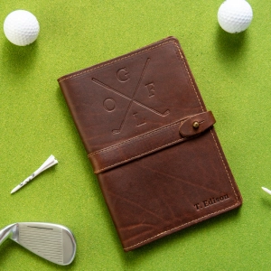 The Golf Inventor Personalized Fine Leather A5 Moleskine Journal Diary with Golf Logo