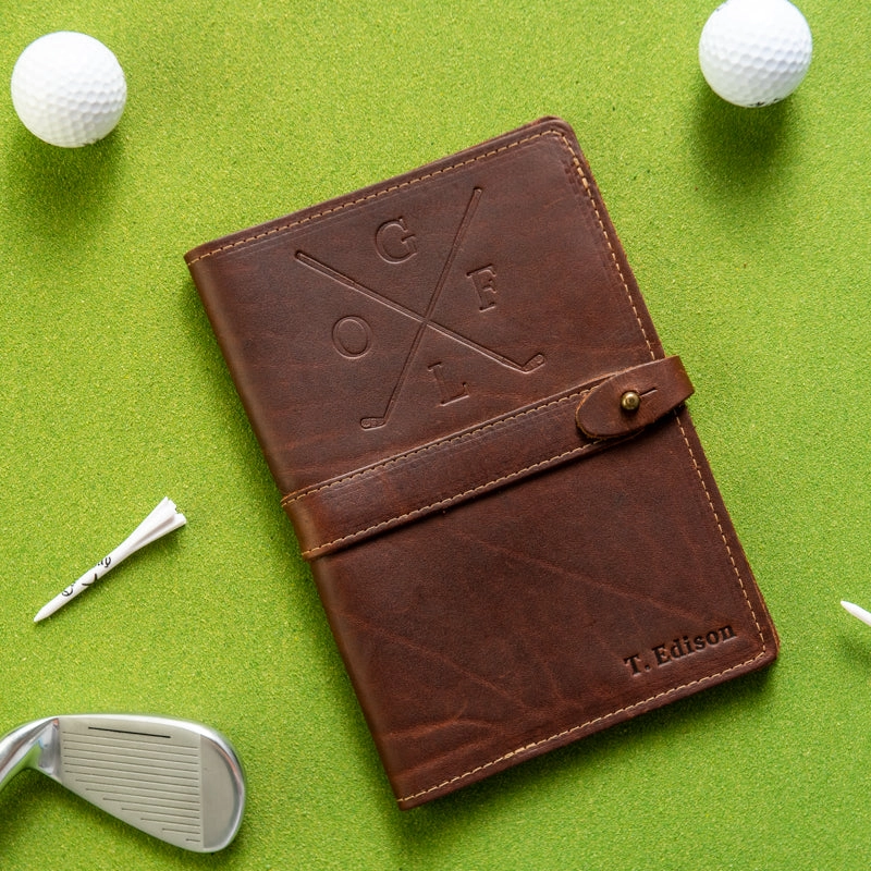 The Golf Inventor Personalized Fine Leather A5 Moleskine Journal Diary with Golf Logo