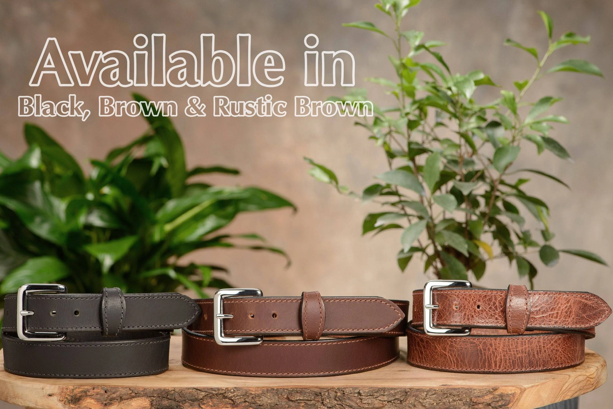 The Lakota: Rustic Brown Stitched Water Buffalo Leather Belt With Snaps 1.25"