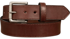 The Maverick: Brown Stitched Leather Belt 1.50"