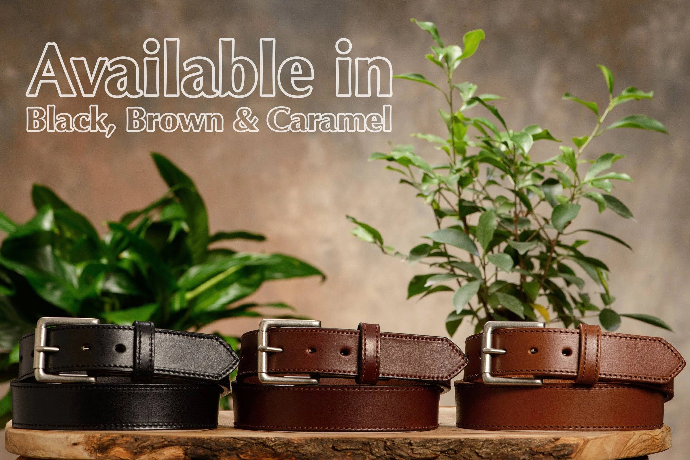 The Maverick: Brown Stitched Leather Belt 1.50"